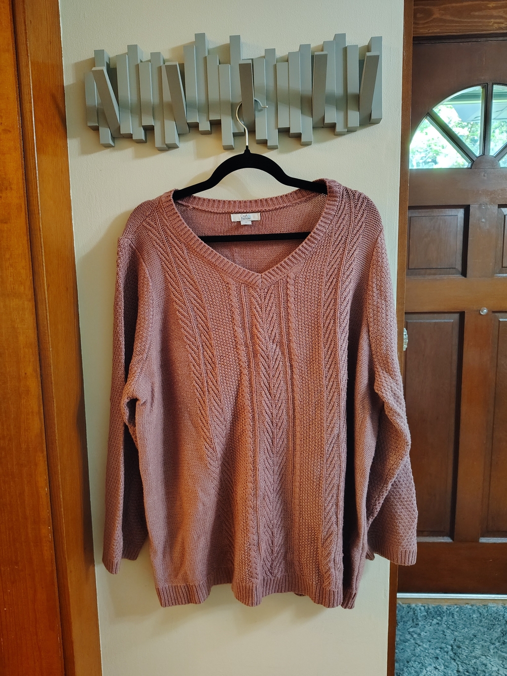 croft & barrow Dusty Rose Cable Knit V-Neck Sweater